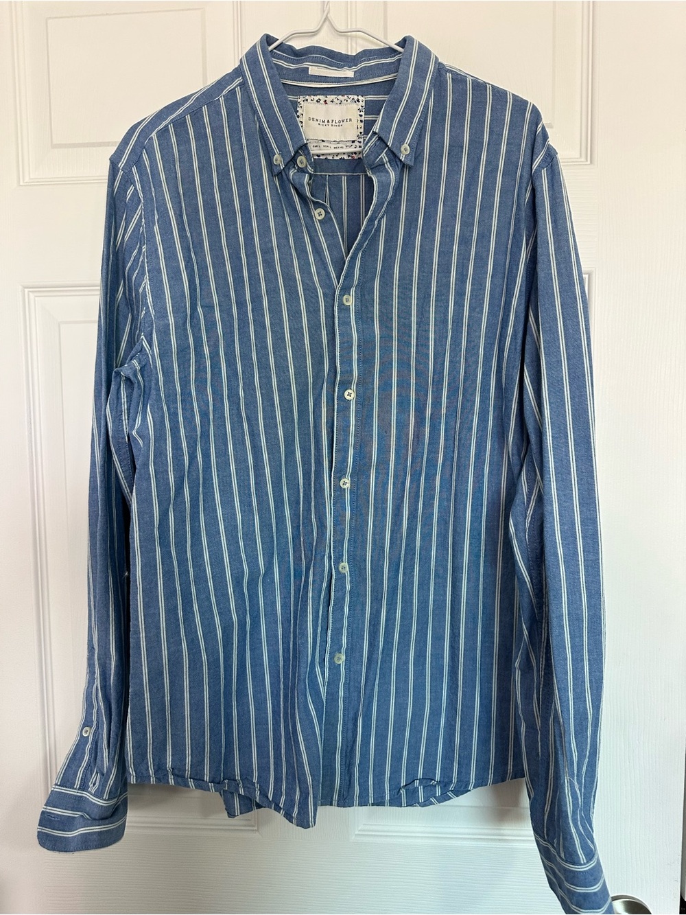 Denim & Flower Blue and White Vertical Stripe Button-Down Shirt